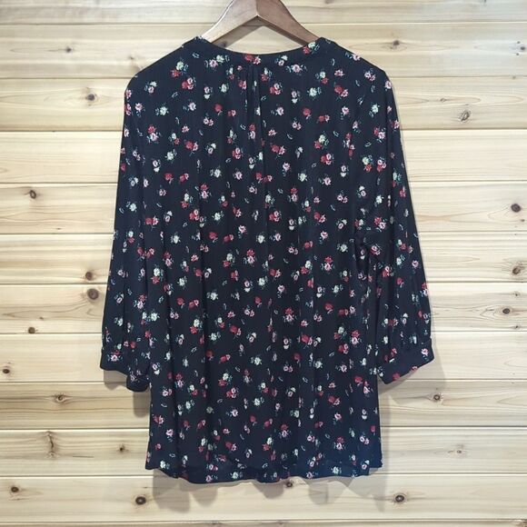 Lane Bryant Womens Top 18/20 Black Floral Spring Blouse - Picture 5 of 9